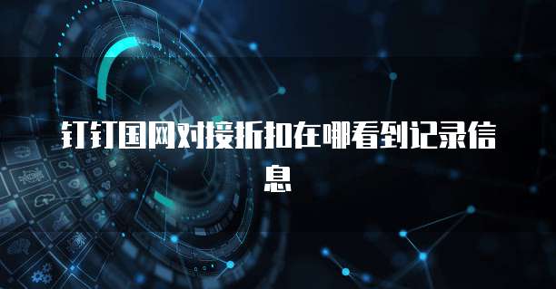 钉钉国网对接折扣在哪看到记录信息