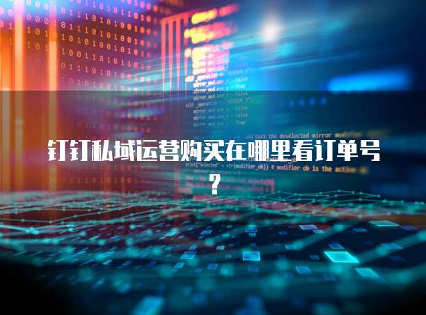 钉钉私域运营购买在哪里看订单号?