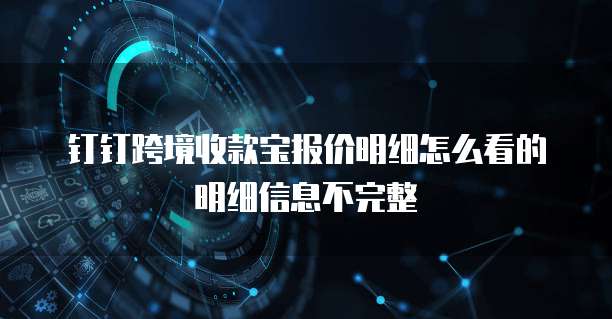 钉钉跨境收款宝报价明细怎么看的明细信息不完整