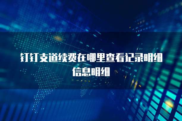 钉钉支道续费在哪里查看记录明细信息明细