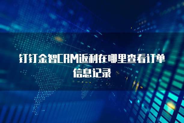 钉钉金智CRM返利在哪里查看订单信息记录