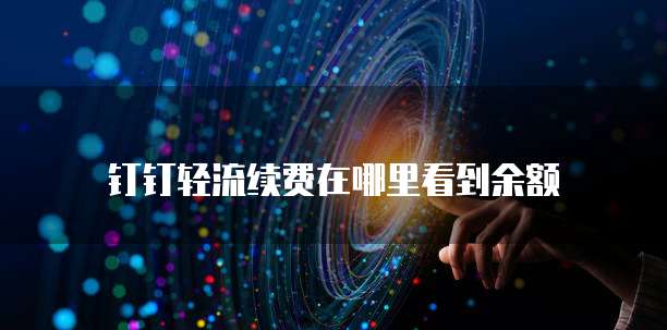 钉钉轻流续费在哪里看到余额