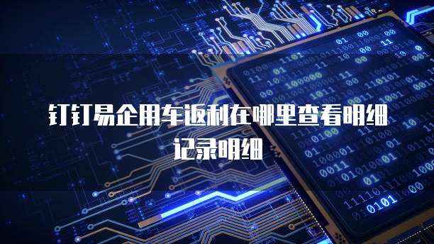 钉钉易企用车返利在哪里查看明细记录明细