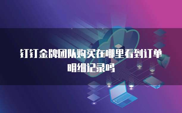 钉钉金牌团队购买在哪里看到订单明细记录吗