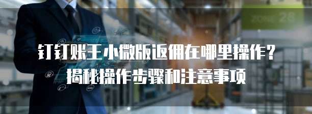 钉钉账王小微版返佣在哪里操作?揭秘操作步骤和注意事项