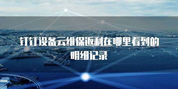 钉钉设备云维保返利在哪里看到的明细记录