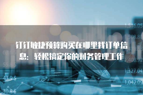 钉钉敏捷预算购买在哪里找订单信息:轻松搞定你的财务管理工作