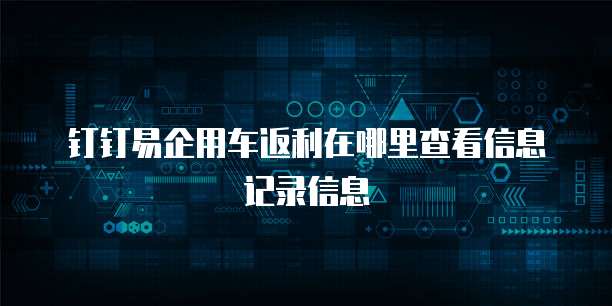 钉钉易企用车返利在哪里查看信息记录信息