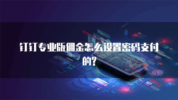 钉钉专业版佣金怎么设置密码支付的?