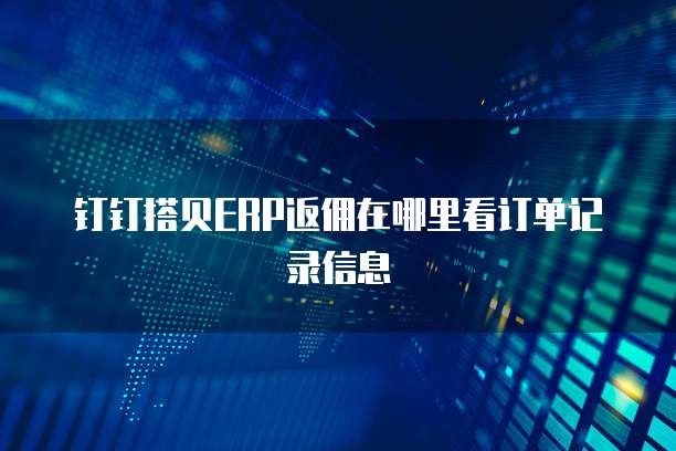钉钉搭贝ERP返佣在哪里看订单记录信息