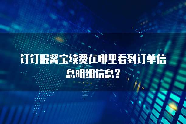 钉钉报餐宝续费在哪里看到订单信息明细信息?