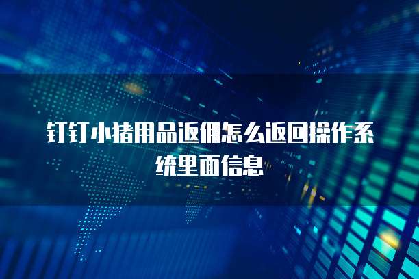 钉钉小猪用品返佣怎么返回操作系统里面信息