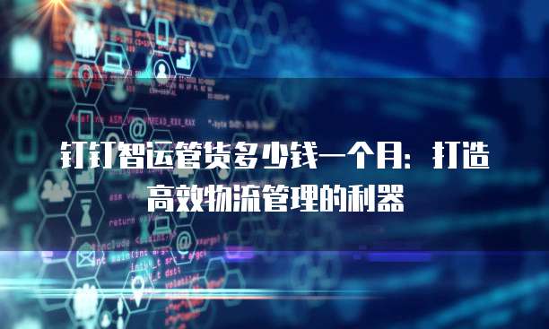 钉钉智运管货多少钱一个月:打造高效物流管理的利器