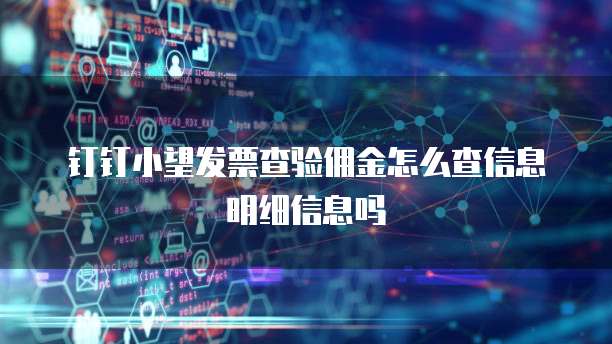钉钉小望发票查验佣金怎么查信息明细信息吗