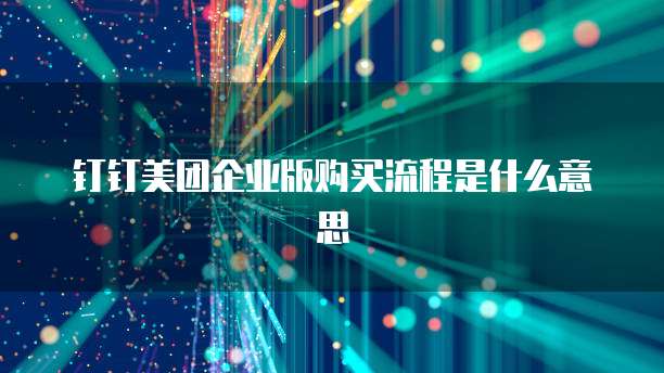 钉钉美团企业版购买流程是什么意思