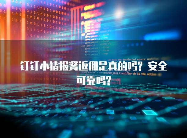 钉钉小猪报餐返佣是真的吗? 安全可靠吗?
