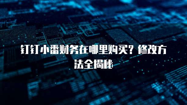 钉钉小番财务在哪里购买?修改方法全揭秘
