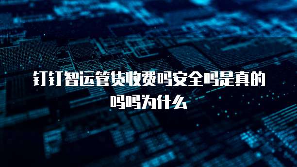 钉钉智运管货收费吗安全吗是真的吗吗为什么