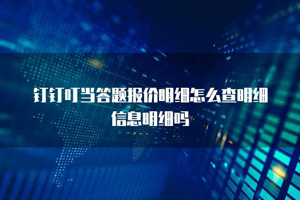 钉钉叮当答题报价明细怎么查明细信息明细吗