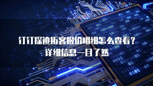 钉钉探迹拓客报价明细怎么查看?详细信息一目了然