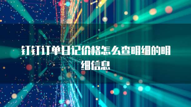 钉钉订单日记价格怎么查明细的明细信息