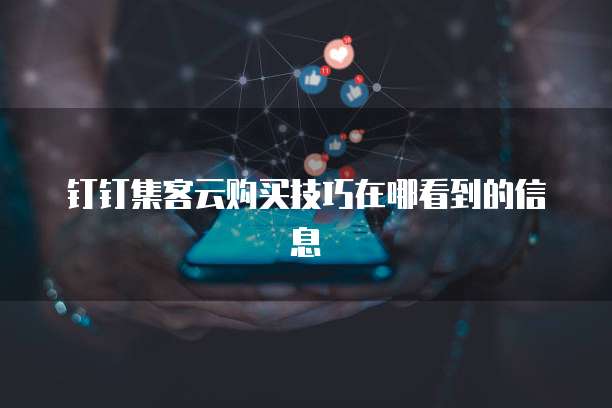 钉钉集客云购买技巧在哪看到的信息