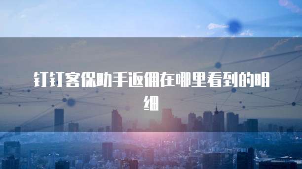 钉钉客保助手返佣在哪里看到的明细
