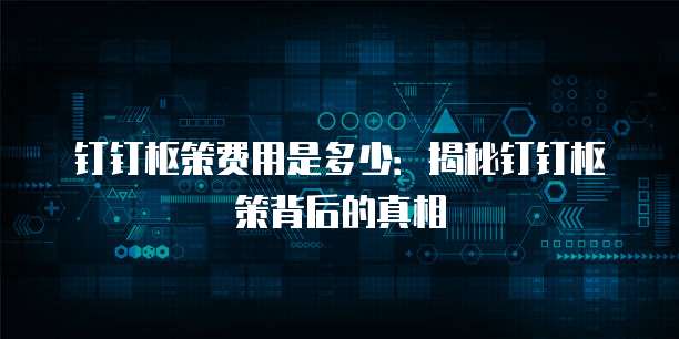 钉钉枢策费用是多少:揭秘钉钉枢策背后的真相
