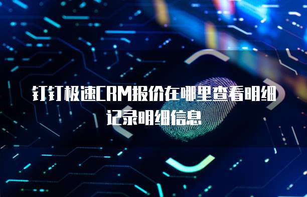 钉钉极速CRM报价在哪里查看明细记录明细信息