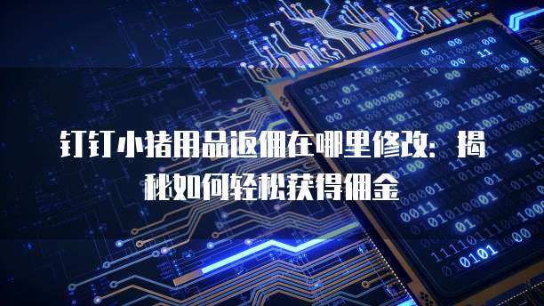 钉钉小猪用品返佣在哪里修改:揭秘如何轻松获得佣金
