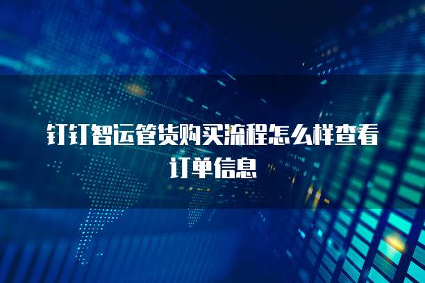 钉钉智运管货购买流程怎么样查看订单信息