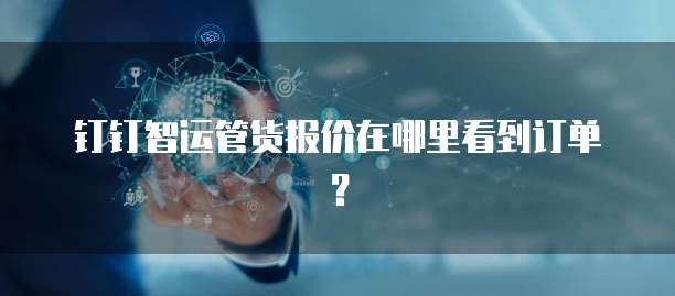 钉钉智运管货报价在哪里看到订单?