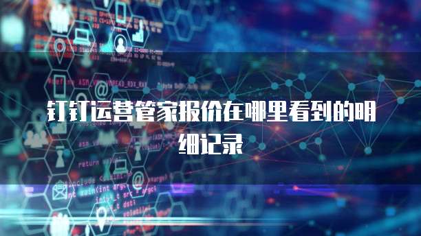 钉钉运营管家报价在哪里看到的明细记录