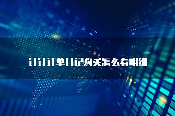 钉钉订单日记购买怎么看明细
