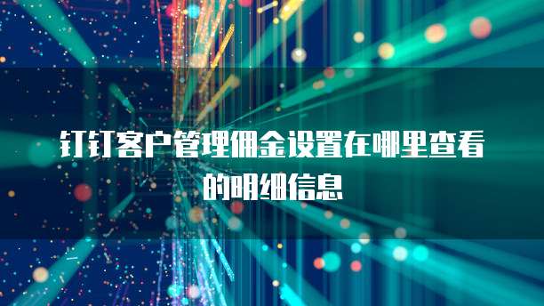 钉钉客户管理佣金设置在哪里查看的明细信息