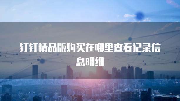 钉钉精品版购买在哪里查看记录信息明细
