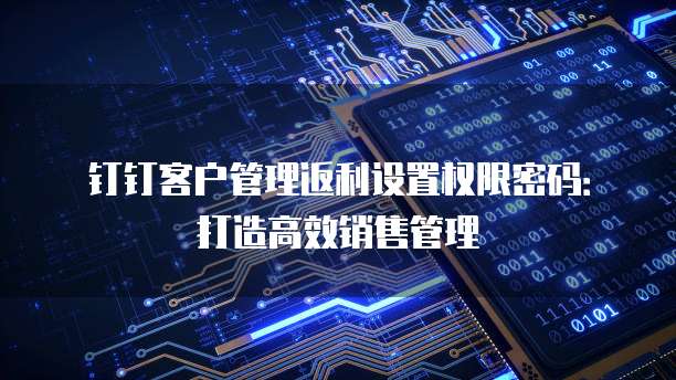 钉钉客户管理返利设置权限密码:打造高效销售管理