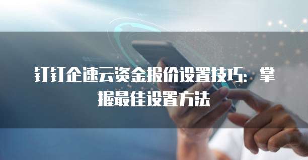 钉钉企速云资金报价设置技巧:掌握最佳设置方法