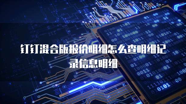 钉钉混合版报价明细怎么查明细记录信息明细