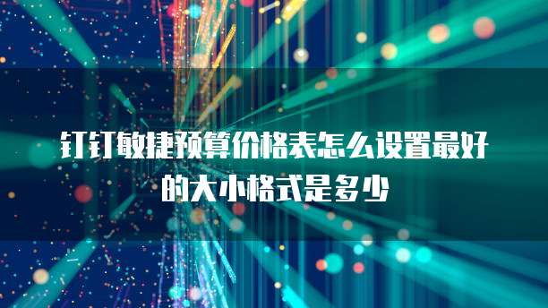钉钉敏捷预算价格表怎么设置最好的大小格式是多少