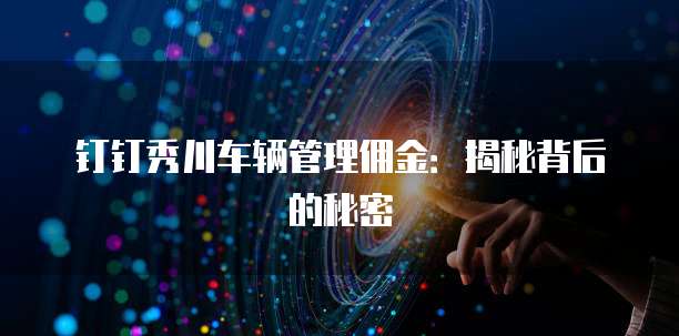 钉钉秀川车辆管理佣金：揭秘背后的秘密