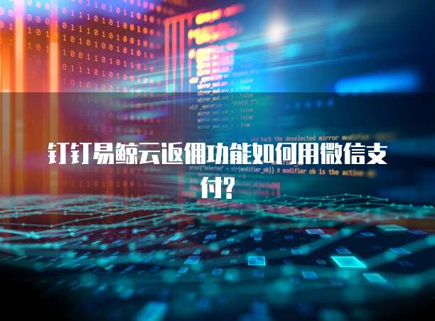 钉钉易鲸云返佣功能如何用微信支付?