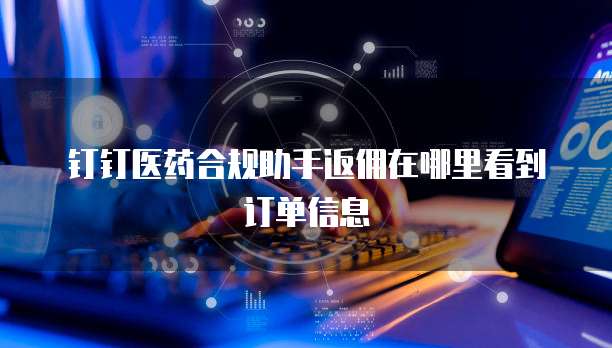 钉钉医药合规助手返佣在哪里看到订单信息