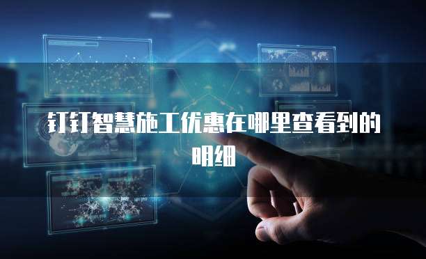 钉钉智慧施工优惠在哪里查看到的明细