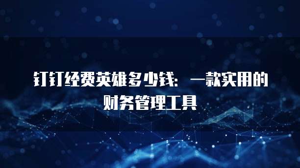 钉钉经费英雄多少钱:一款实用的财务管理工具