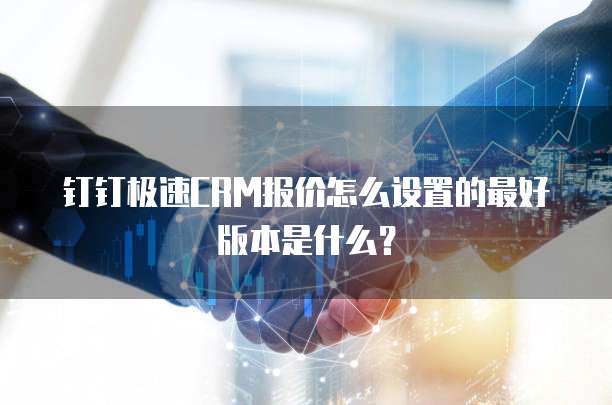钉钉极速CRM报价怎么设置的最好版本是什么?