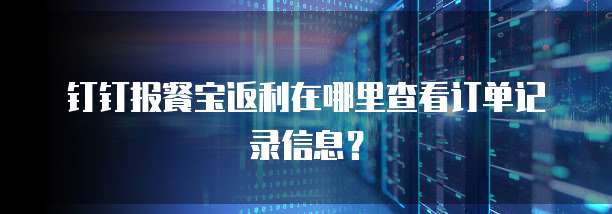 钉钉报餐宝返利在哪里查看订单记录信息？