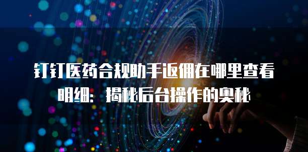钉钉医药合规助手返佣在哪里查看明细：揭秘后台操作的奥秘