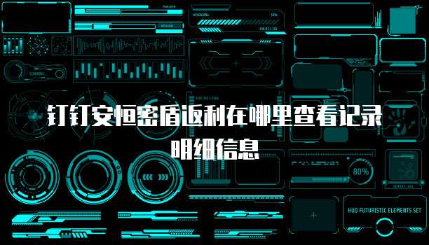 钉钉安恒密盾返利在哪里查看记录明细信息