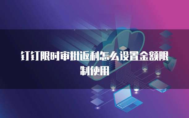 钉钉限时审批返利怎么设置金额限制使用